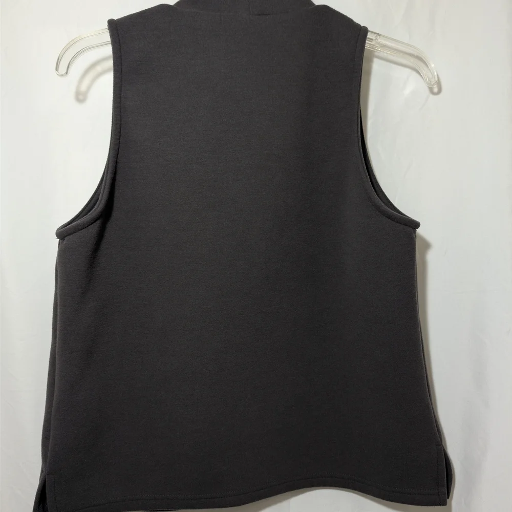 OGL Turtleneck Sleeveless Top Medium Gray A-Line Split Hem Minimalist Chic - Picture 4 of 5